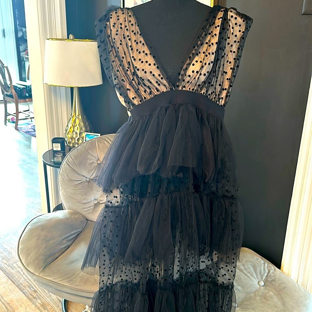 Chic me womens black mesh bodysuit dress gown Large